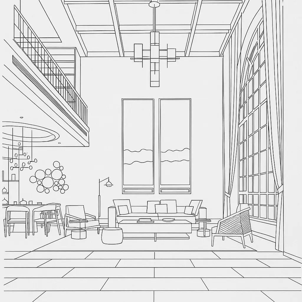 Living room 2D design plan